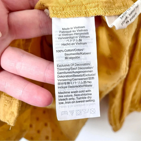 Madewell Floral Embroidered Smocked-Neck Raglan  Top - Picture 5 of 8